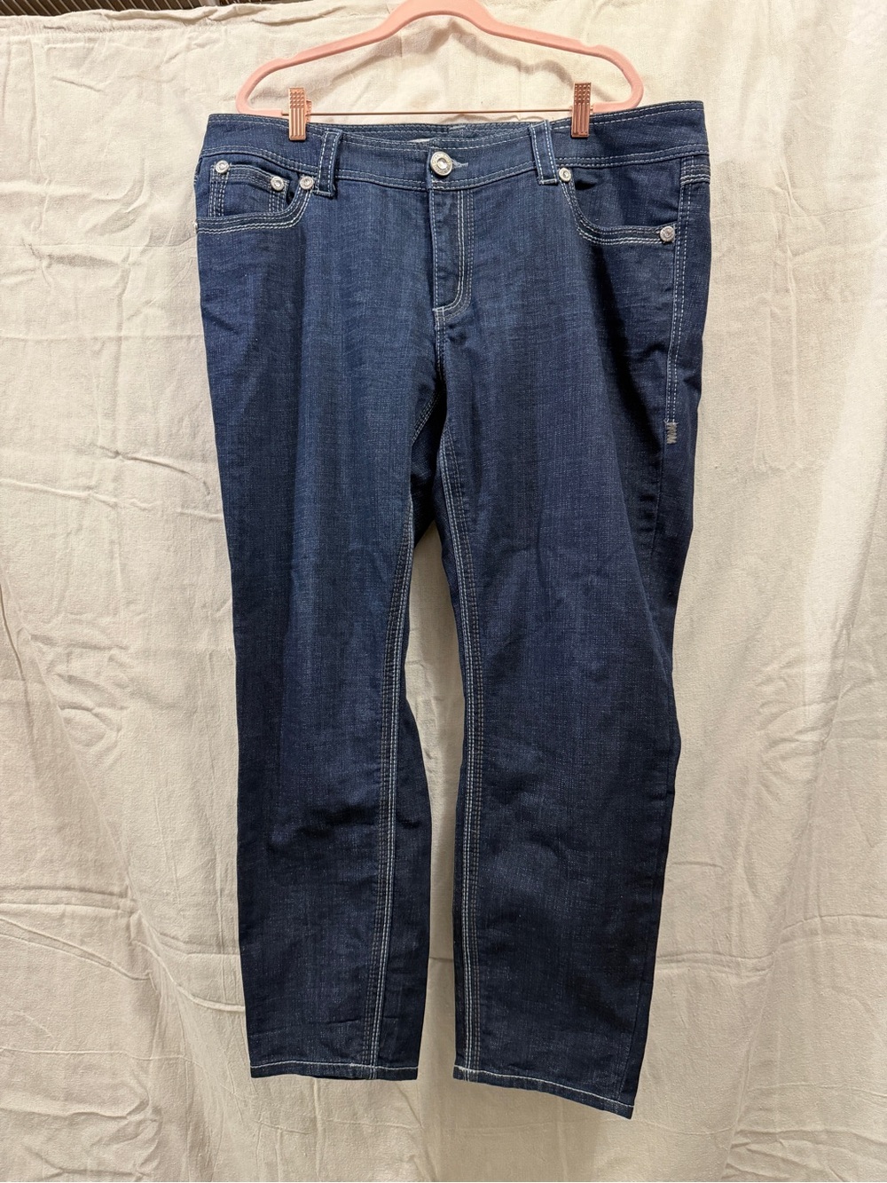 Seven7 Dark Blue Straight-Leg Jeans